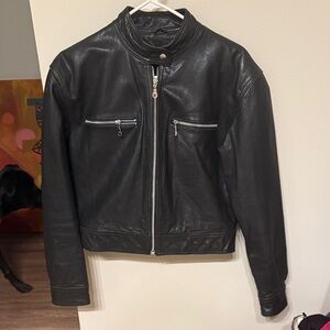 Wilson Black Leather Biker Jacket